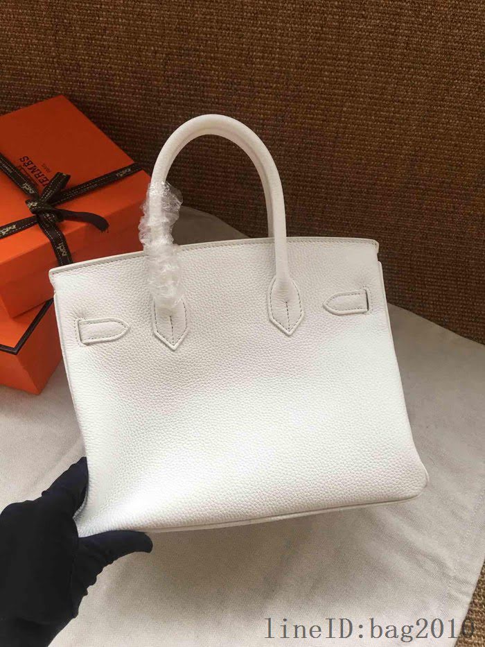 愛馬仕HERMES Birkin 鉑金包 白色 進口小牛皮 金銀扣 皮質細膩柔軟 時尚女手提包  tdher1138